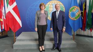 State Secretary for Foreign Policy of the Kingdom of Denmark, H.E. Ms Lone Dencker Wisborg (left) and OPCW Director-General Ahmet Üzümcü.