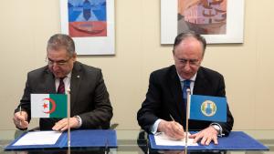 OPCW Director-General, H.E. Mr Fernando Arias, and the Permanent Representative of Algeria to the OPCW, H.E. Ambassador Lounès Magramane